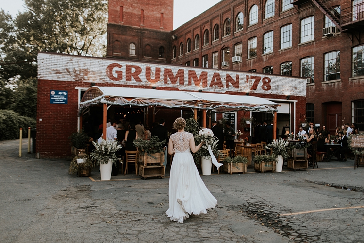 Bride walking into her reception at Grumman 78 Montreal